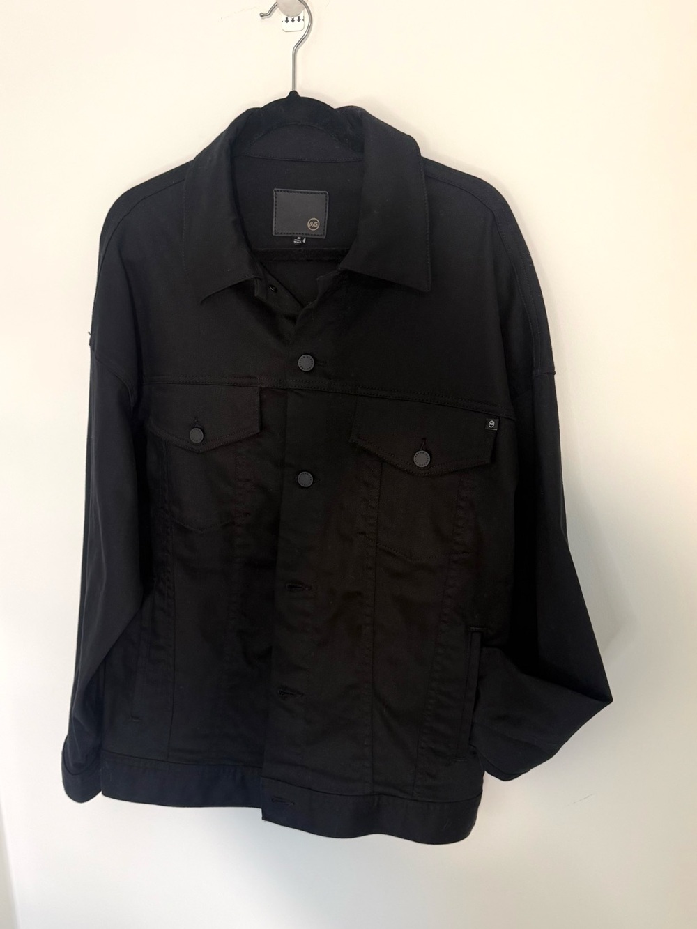 AG Adriano Goldschmied Black Oversized Denim Trucker Kendrix Jacket NWT Medium - Picture 3 of 7